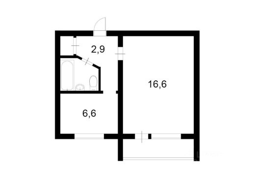 1-к квартира, 2/5 эт., 29м²